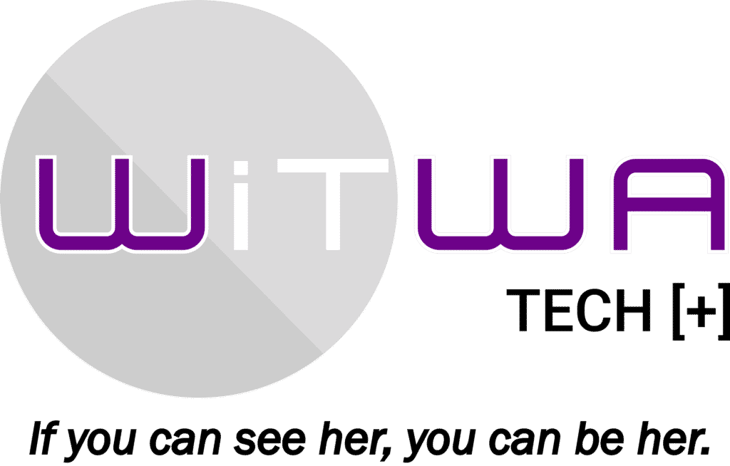 WiTWA Tech [+] logo in purple and white