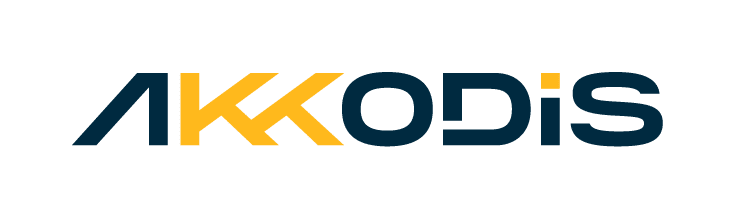 Akkodis company logo written in black and yellow text horizontally